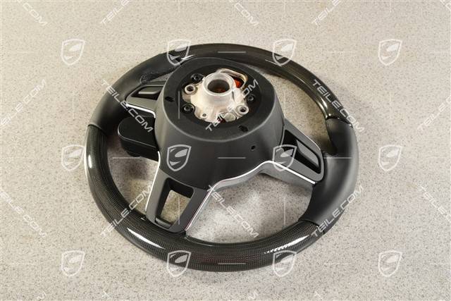 Multifunction steering wheel, Leather/Carbon, Heated, Black