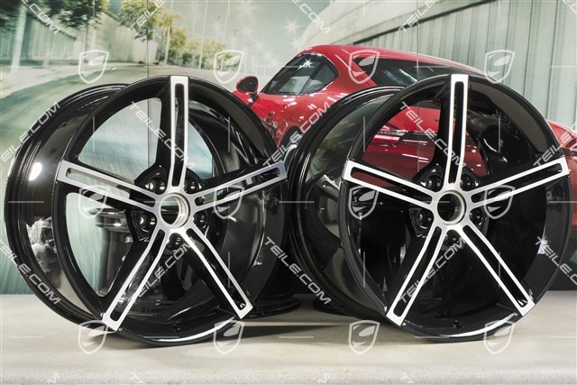 21" Wheel rim set Mission E Design, 9,5J x 21 ET60 + 11,5J x 21 ET66, black high gloss