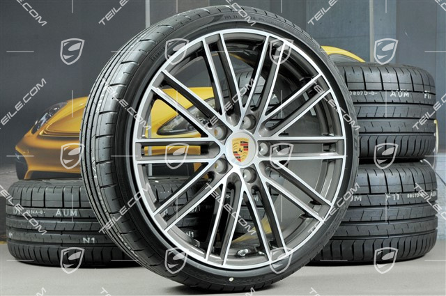 20-inch Turbo IV wheels set, rims 8,5J x 20 ET57 + 10,5J x 20 ET47 + Pirelli summer tires 235/35 ZR20 + 265/35 ZR20, with TPMS