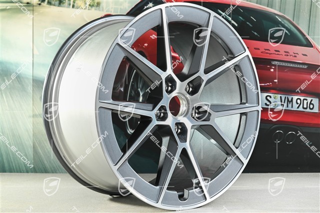20+21-inch Carrera S wheel rim set, 8,5J x20 ET50 + 11,5J x 21 ET79, Wanadium Grey