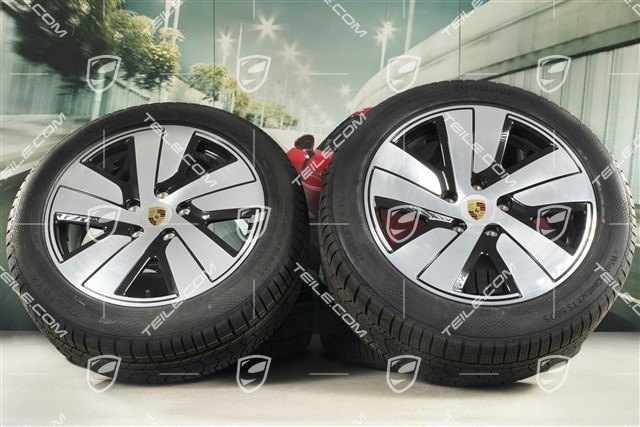19" Taycan S winter wheel set, rims 8J x 19 ET50 + 10J x 19 ET47, Continental winter tyres 225/55 R19 + 275/45 R19