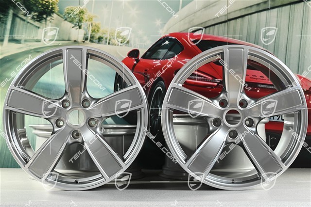 20" Komplet felg Carrera Sport, 8,5J x 20 ET57 + 10,5J x 20 ET47, Platinsilber Metallic