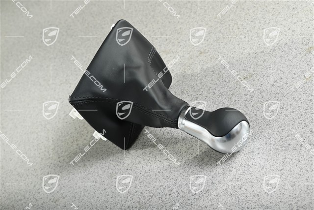 Spyder, Shift lever / gear shift knob with Leather gaiter / sleeve, Black, 6-speed manual transmission