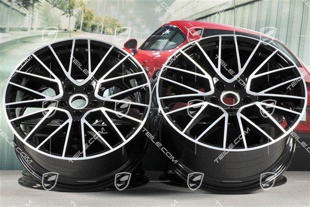 21-inch wheel rim set Cayenne RS Spyder, 11J x 21 ET49 + 9,5J x 21 ET46, for Cayenne Coupé, black high gloss