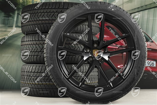 20-inch "Macan S" winter wheels set, rims 9J x 20 ET26 + 10J x 20 ET19 + NEW Pirelli winter tyres 265/45 R 20 + 295/40 R 20, black satin matt, with TPMS