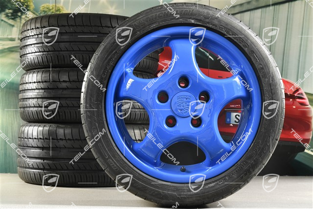 17" CUP I Rädersatz, 7J x 17 ET55 + 9J x 17 ET55 + Michelin Sommerreifen 225/45 ZR17 + 255/40 ZR17, Maritimblau 38B