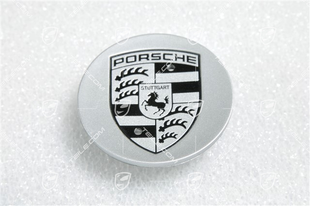Radzierdeckel, konkav, für 18" Macan / Macan S Felgen, mit Porsche Wappen in Schwarz, Brilliantsilber Radzierdeckel, konkav, für 18" Macan / Macan S Felgen, mit Porsche Wappen in Schwarz, Brilliantsilber