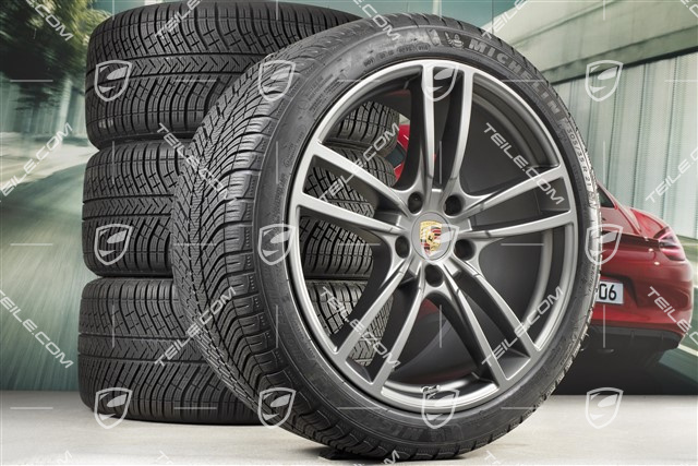 21-inch Cayenne COUPÉ Turbo Design winter wheel set, rims 9,5J x 21 ET46 + 11,0J x 21 ET49 + Michelin winter tyres275/40 R21 + 305/35 R21, with TPMS, platinum satin matt