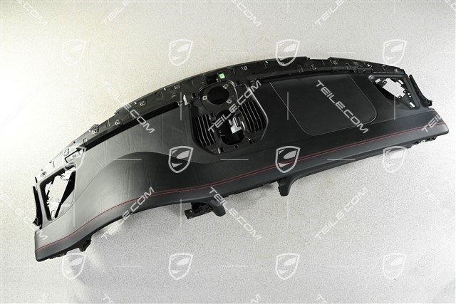 Dashboard, upper section, leather, black/carmine red, leather damaged