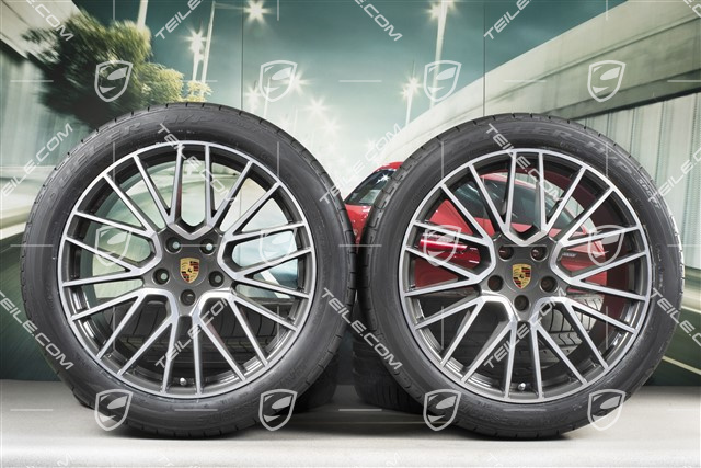 21-inch Cayenne RS Spyder summer wheel set, rims 9,5J x 21 ET46 + 11,0J x 21 ET58 + Bridgestone Dueler H/P Sport summer tyres 285/40 R21 + 315/35 R21, with TPMS,