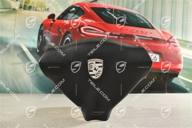 Airbag, 3-spoke, plastic, black, crest black/silver
