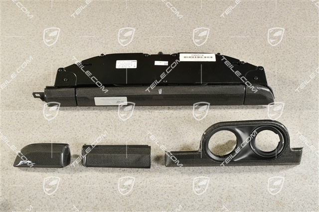 Set moulding, incl. support beverages, trim strip cupholder cover, carbon, RHD / english version