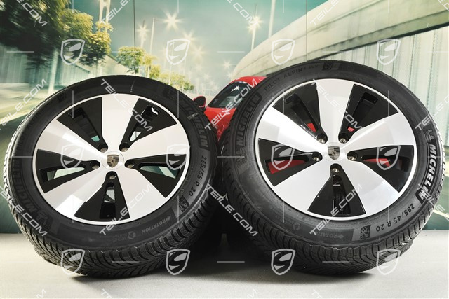 20-inch Macan winter wheel set, rims 7,5J x 20 ET32 + 10J x 20 ET49 + Michelin Pilot Alpin 5 SUV winter tyres 235/55 R20 + 285/45 R20, black high gloss