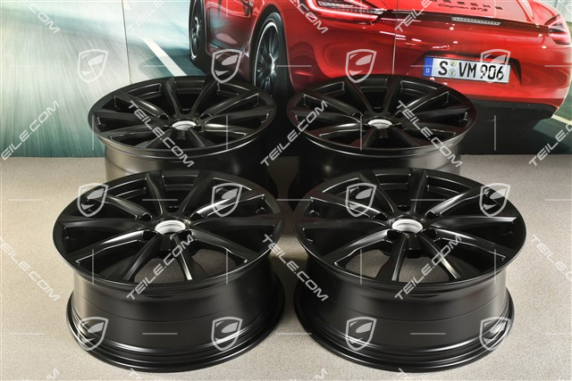19-inch Boxster S wheel rim set, 8J x 19 ET57 + 10J x 19 ET45, black silky gloss / mat