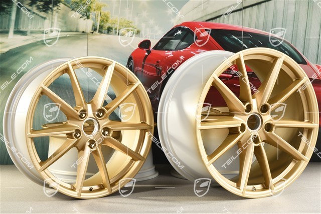 20"+21" wheel rim set Carrera S, 8,5J x 20 ET53 + 11J x 21 ET66, aurum satin matt