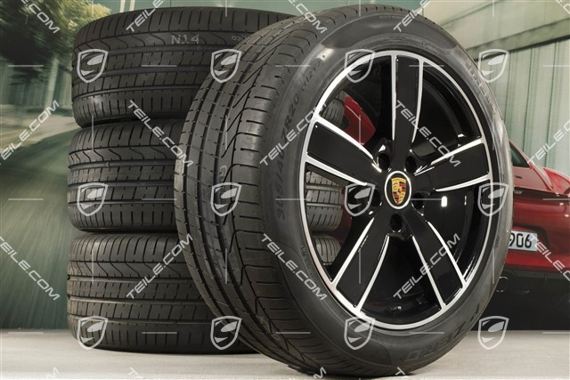 20-inch Cayenne Sport Classic summer wheel set, rims 9J x 20 ET50 + 10,5J x 20 ET64 + NEW Pirelli summer tyres 275/45 R20 (110)Y XL + 305/40 R20 (112)Y XL, with TPMS, black high gloss