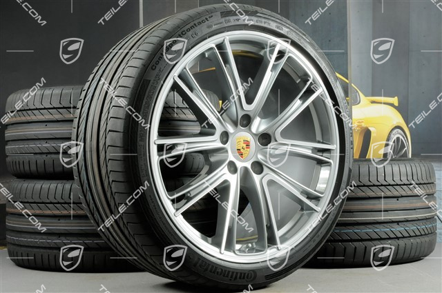 21" Panamera Exclusive Design Sommerräder, Felgen 9,5J x 21 ET71 + 11,5J x 21 ET69 + NEUE Continental Sommerreifen 275/35 ZR21 + 315/30 ZR21, mit RDK-Sensoren
