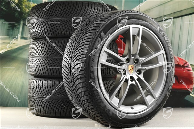 21-inch Cayenne Turbo II Design, winter wheel set, rims 9,5J x 21 ET46 + 11,0J x 21 ET58 + Michelin winter tyres 285/45 R21 + 305/40 R21, with TPMS, Vesuvgrau