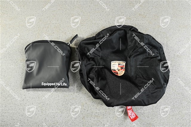 Lenkradhülle mit farbigem Porsche Wappen, Schwarz