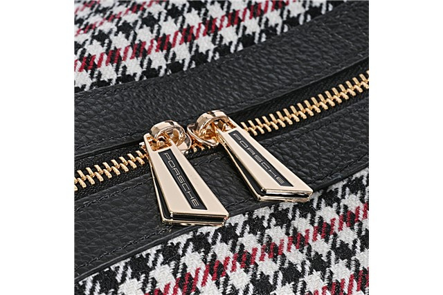 "60Y 911" Touring Bag 911 "60 Years of 911", in a houndstooth pattern black/red, anniversary badge 50/30/28 cm