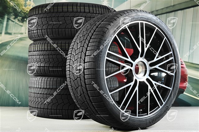 21-inch Panamera Turbo S Winter wheel set, central lock, wheel rims 9,5J x 21 ET71 + 10,5J x 21 ET71 + Continental Winter Contact TS860 S winter tyres 275/35 R21 + 315/30 R21, black high gloss