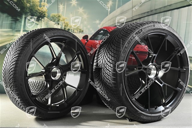 20/21-inch GT3 / GT3RS winter wheel set, central lock wheel rims 9J x 20 ET43 + 11,5J x 21 ET46 + NEW Michelin Pilot Alpin 5 winter tyres 245/35 R20 + 305/30 R21, black high gloss