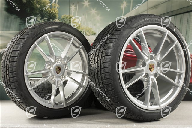 19-/20-inch Carrera winter wheel set, wheel rims 8,5J x 19 ET52 + 11J x 20 ET66 + Pirelli winter tyres 235/40 R19 + 295/35 R20, with TPMS