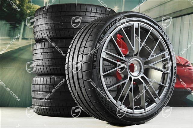21-inch Panamera Turbo S Summer wheel set, with central locking, rims 9,5J x 21 ET71 + 11,5J x 21 ET69 + Michelin Pilot Sport S5 summer tyres 275/35 R21 + 325/30 R21, dark silver