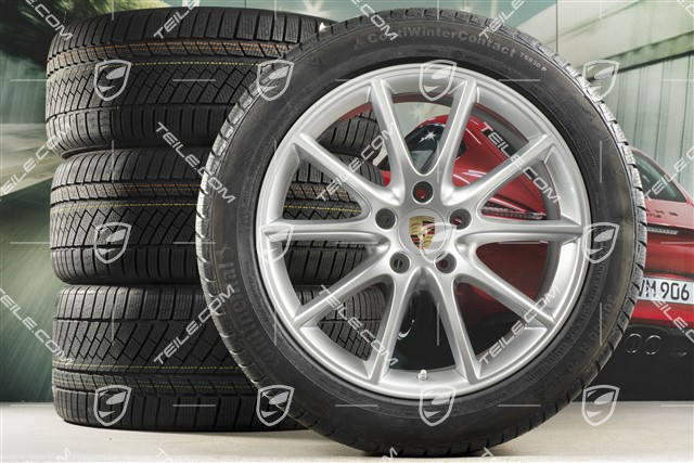 20" Cayenne Design Winterräder Satz, Felgen 9J x 20 ET50 + 10,5J x 20 ET64 + Continental Winterreifen 275/45 R20 + 305/40 R20, mit RDK-Sensoren