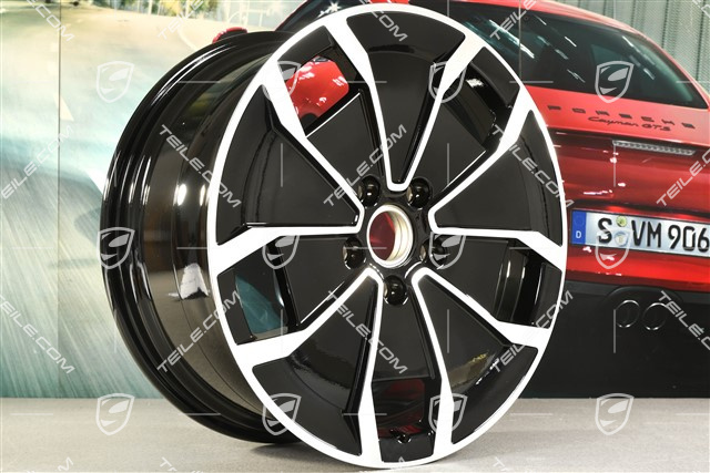 20" Felga Taycan Turbo Aero Design, 9J x 20 ET54, czarny wysoki połysk + frezowana powierzchnia