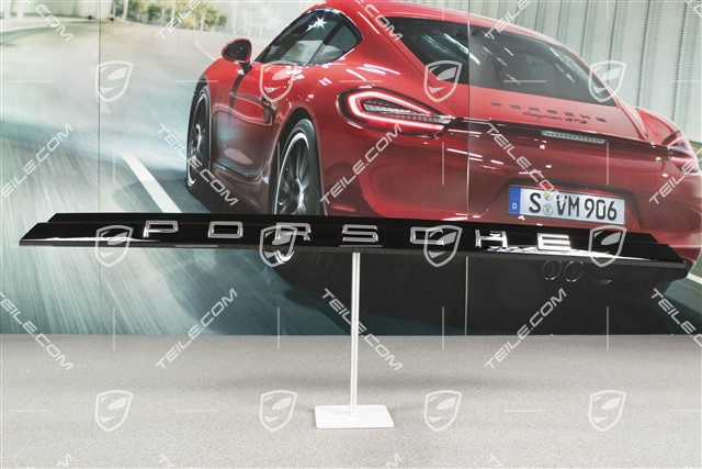 Heckklappenblende mit Schriftzug/Abzeichen/Emblem PORSCHE Chrom, Schwarz, für Sportlimousine