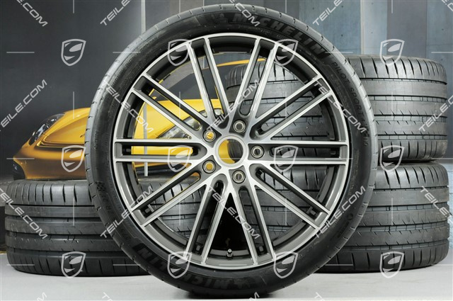 21" Koła letnie Turbo IV, felgi 9,5J x 21 ET71 + 11,5J x 21 ET69 + opony letnie Michelin 275/35 ZR21 + 325/30 ZR21, z czujnikami ciśnienia, tylko do Turbo S E-Hybrid