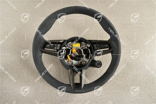 Sportlenkrad GT Carbon, Sport Chrono Paket Plus, beheizbar, Alcantara Race Tex, Graphitblau / Schwarz