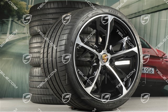 21" Cross Turismo design summer wheel set, rims 9.5J x 21 ET60 + 11.5J x 21 ET66 + Goodyear summer tyres 265/35 R21 + 305/30 R21, black high gloss