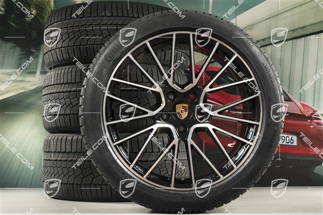 21-inch Cayenne COUPÉ RS Spyder winter wheel set, rims 9,5J x 21 ET46 + 11,0J x 21 ET49 + NEW Continental winter tyres 275/40 R21 + 305/35 R21, with TPMS, black high gloss