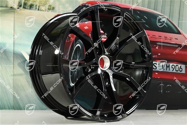 21-inch wheel rim set Cayenne Exclusive Design, 11J x 21 ET49 + 9,5J x 21 ET46, for Cayenne Coupé, black high gloss