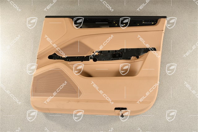 Tuerverkleidung / Türverkleidung, Vorne, Leder Schwarz/Mojave, Burmester, R