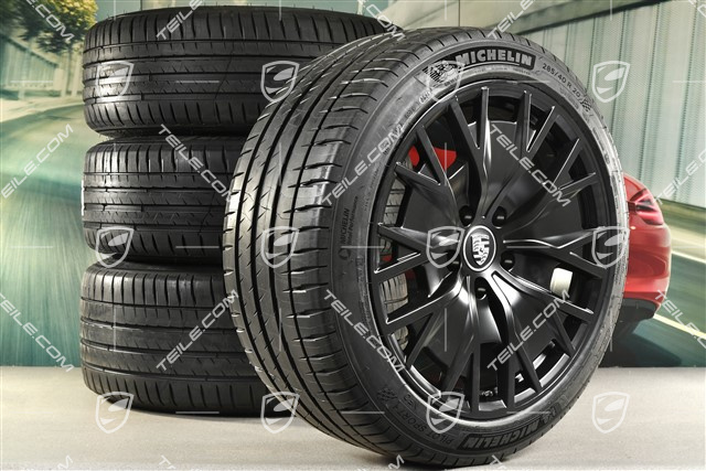 20-inch Turbo S Aero Design summer wheel set, rims 9J x 20 ET54 + 11J x 20 ET60, NEW Michelin summer tyres 245/45 R20 + 285/40 R20, in black satin-mat