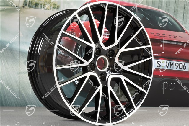 21-inch wheel rim set Cayenne RS Spyder, 11J x 21 ET49 + 9,5J x 21 ET46, for Cayenne Coupé, black high gloss