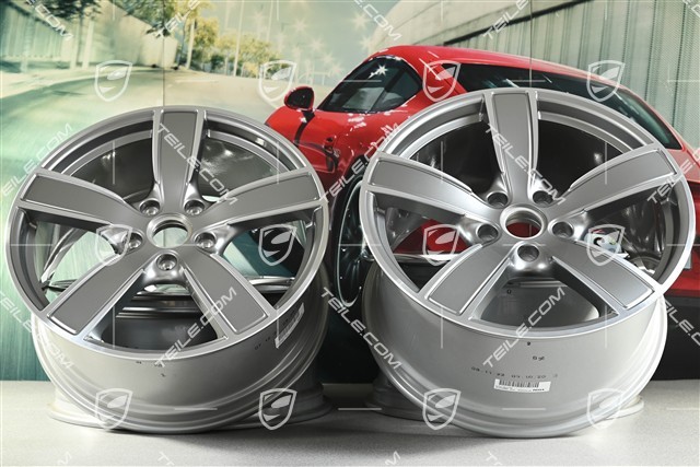 20" Komplet felg Carrera Sport, 8,5J x 20 ET57 + 10,5J x 20 ET47, Platinsilber Metallic