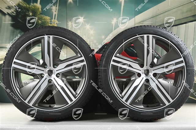 22" Macan Exclusive Design Winterräder Satz, Felgen 9J x 22 ET29 + 11J x 22 ET47 + Continental Winterreifen 255/40 R22 + 295/35 R22, in Turbonit