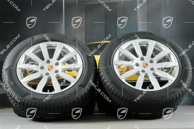 19-inch Cayenne S winter wheel set, rims 8,5J x 19 ET47 + 9,5J x 19 ET54 + NEW Pirelli winter tyres 255/55 R19 + 275/50 R19, with TPMS