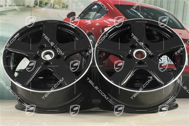 19" komplet felg Cayenne Sport Classic II, 8,5J x 19 ET59, czarny wysoki połysk