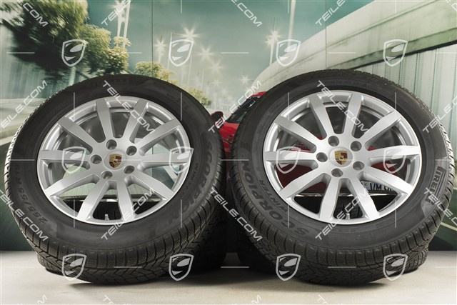 19" Cayenne S Winterräder Satz, Felgen 8,5J x 19 ET47 + 9,5J x 19 ET54 + Pirelli Winterreifen 255/55 R19 + 275/50 R19, mit RDK-Sensoren