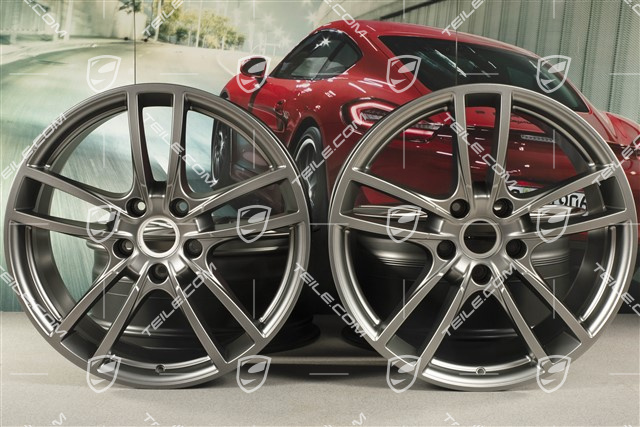 20" Cayenne Sport COUPE Design Felgensatz, 10,5J x 20 ET55 + 9J x 20 ET50, Platinum-Seidenmatt