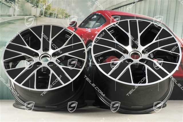 20-inch Turbo Aero wheel rim set, 9J x 20 ET54 + 11J x 20 ET60, black high gloss + glossy Surface