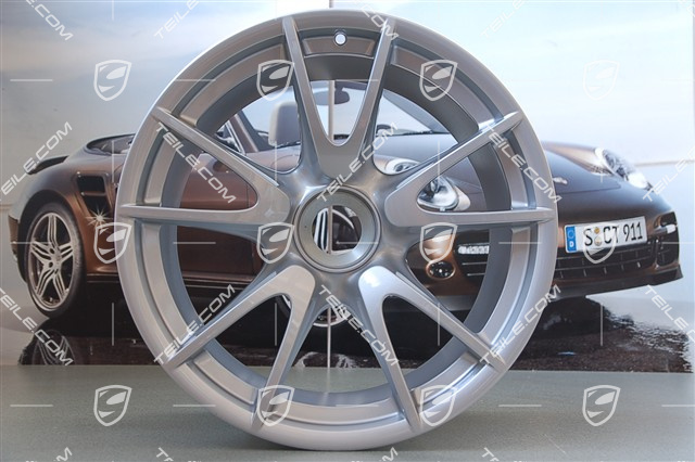 19-inch GT3 II RS 4.0 / GT2 RS wheel set, silver, front 9J x 19 ET47+ rear 12J x 19 ET48 + red centre wheel nuts