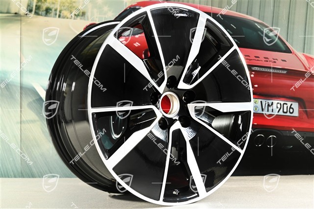 21-inch Macan Turbo wheel rim set, 8,5J x 21 ET27 + 10,5J x 21 ET47, black high gloss