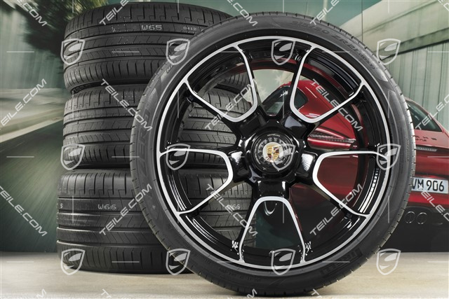 20-inch + 21-inch Turbo S Exclusive Design summer wheel set, rims 9,5J x 20 ET44 + 12J x 21 ET70 + Pirelli summer tyres 255/35 R20 + 315/30 R21, black high gloss