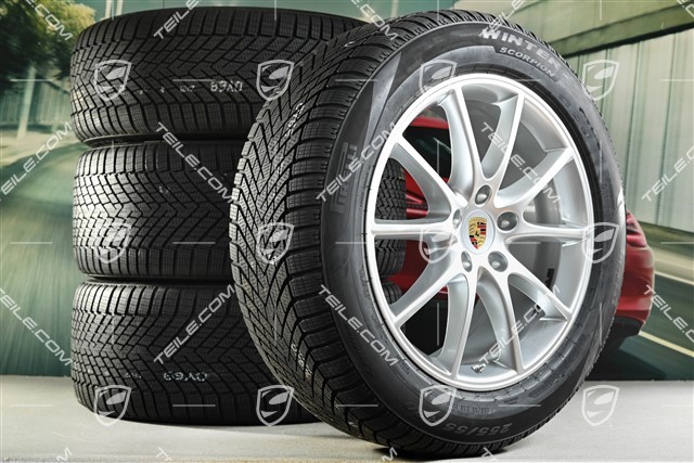 20" Cayenne COUPE Design Winterräder Satz, Felgen 9J x 20 ET50 + 10,5J x 20 ET55 + NEUE Pirelli Winterreifen 255/55 R20 + 295/45 R20, mit RDK-Sensoren